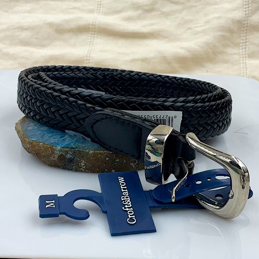 Croft&Barrow Black Leather Belt With Silver Buckle